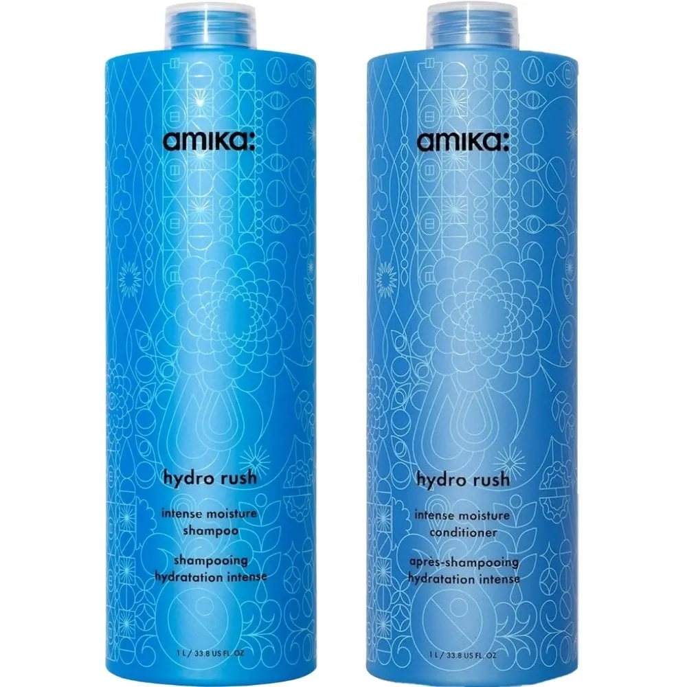 Amika Hydro Rush Intense Moisture Shampoo & Conditioner Twin 2 x 1000ml