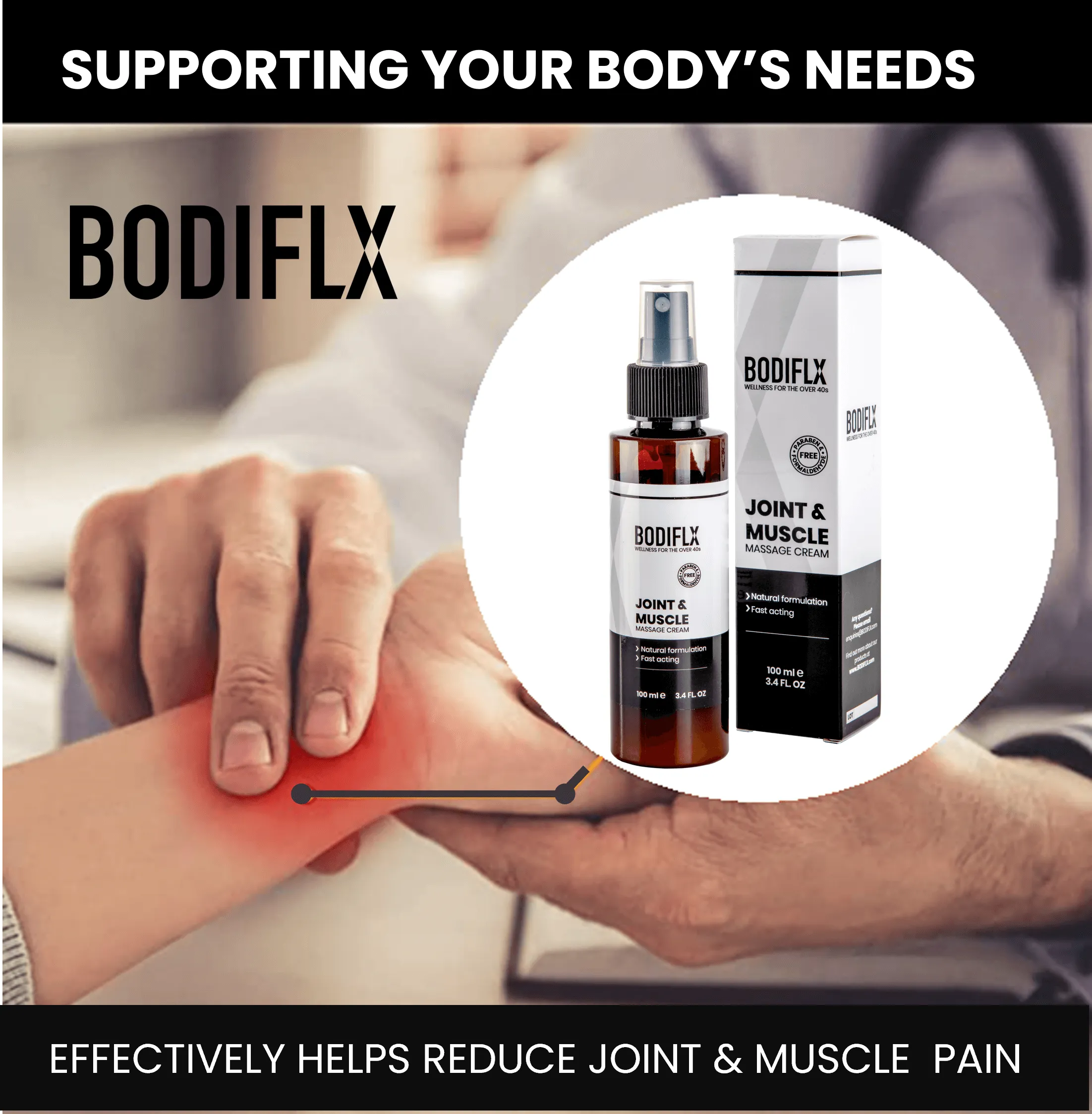 BODIFLX Joint & Muscle, Natural, Massage Relief Spray 100 ml