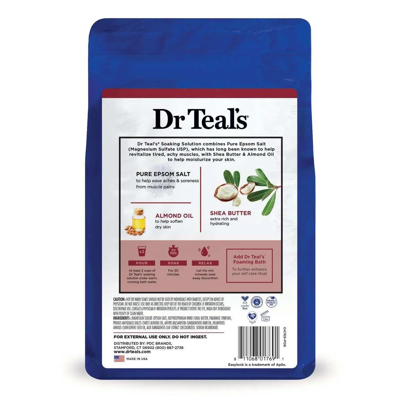 Dr. Teal's Epsom Salt Shea Butter & Almond Oil Soak Solution - 3 Lbs