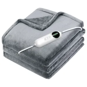 Flannel Heated Blanket - 10 Heat Settings, Auto Off, Washable - Home & Office - 59x71in