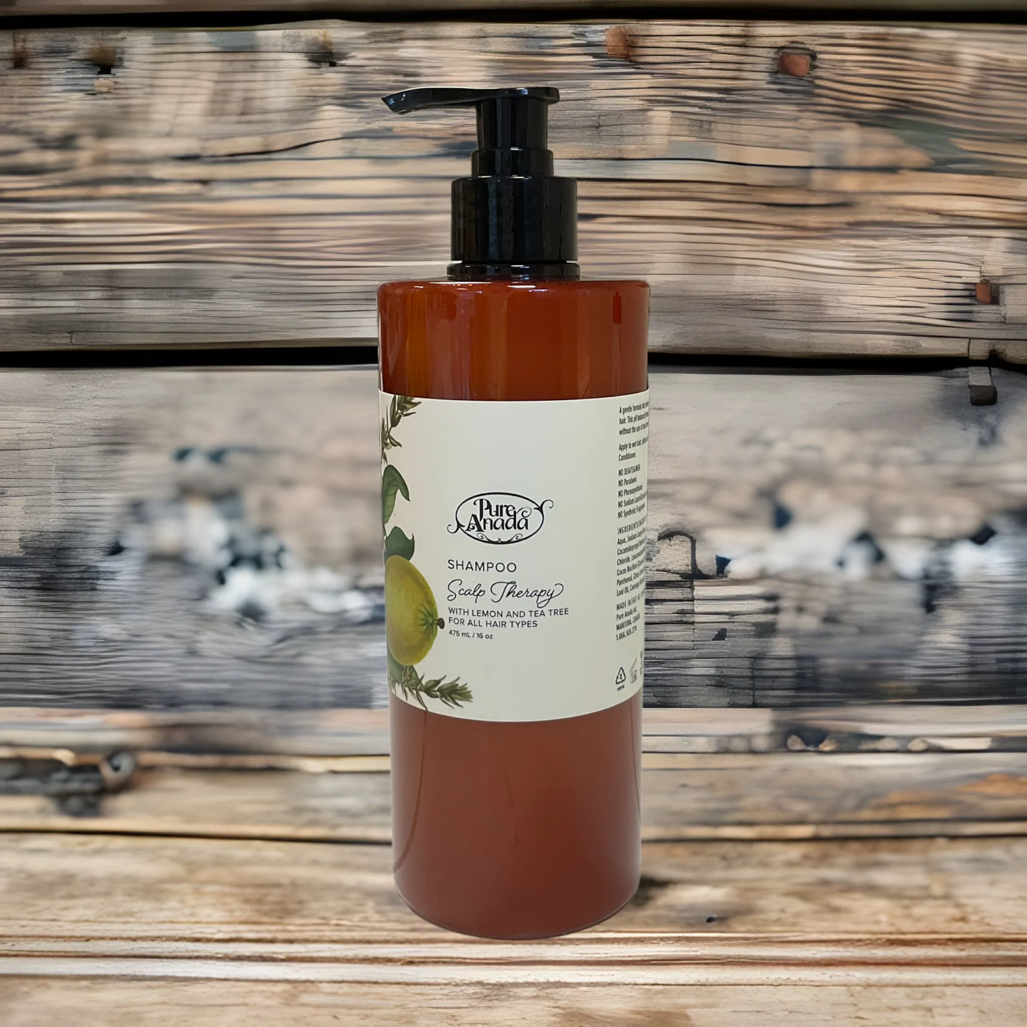 Lemon & Teatree Natural Scalp Therapy Shampoo - Pure Anada 475ml