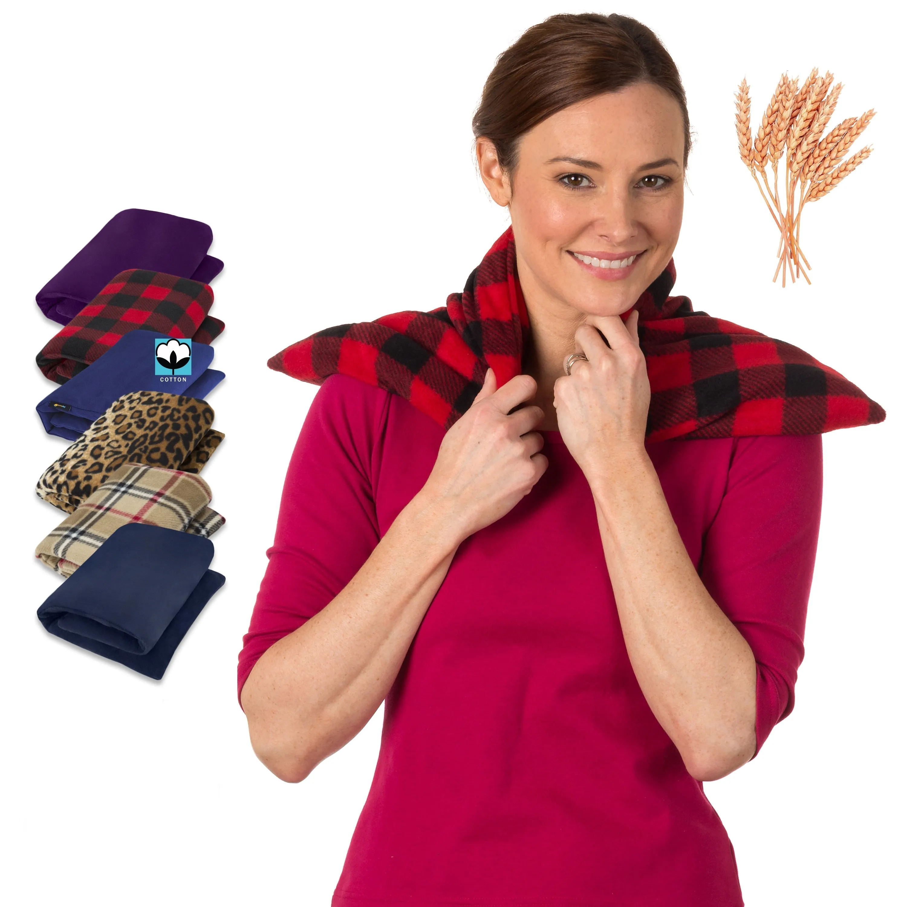 Microwavable Extra Large Body Heat Wrap, 10" x 24", Buffalo Plaid