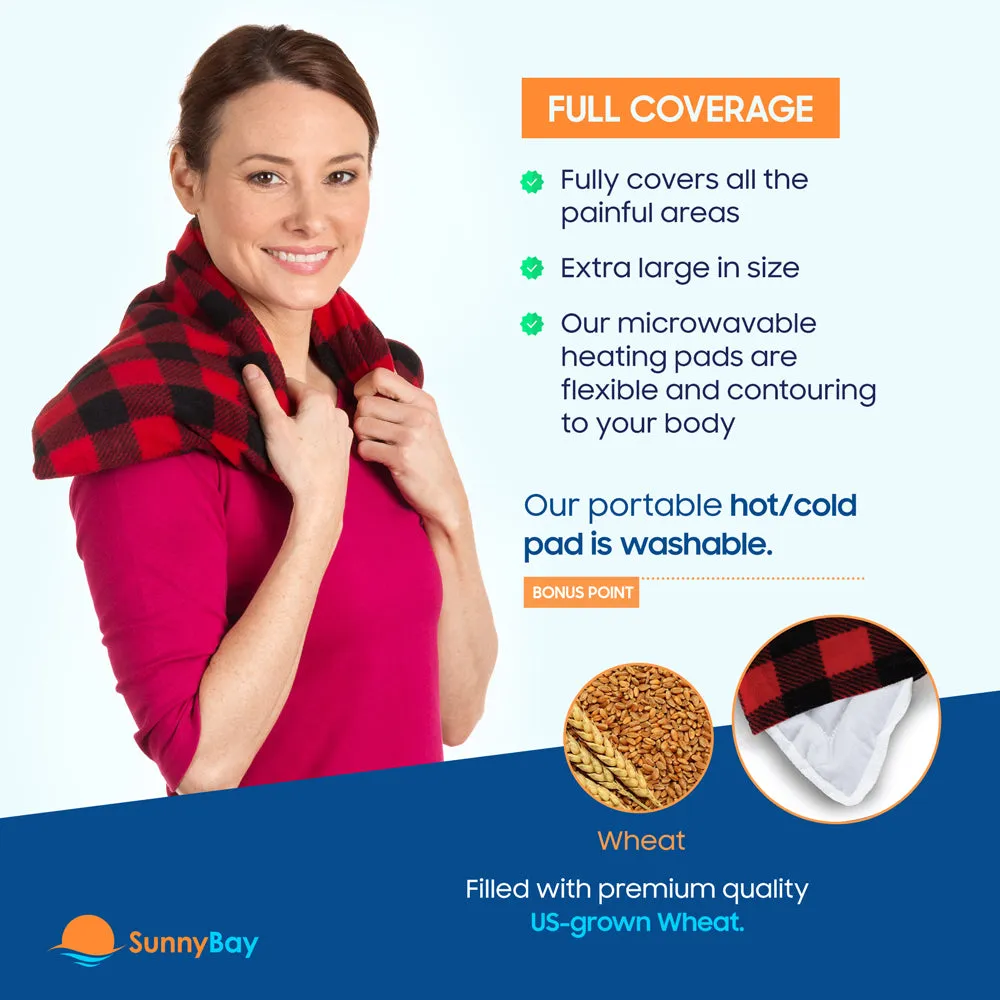 Microwavable Extra Large Body Heat Wrap, 10" x 24", Buffalo Plaid