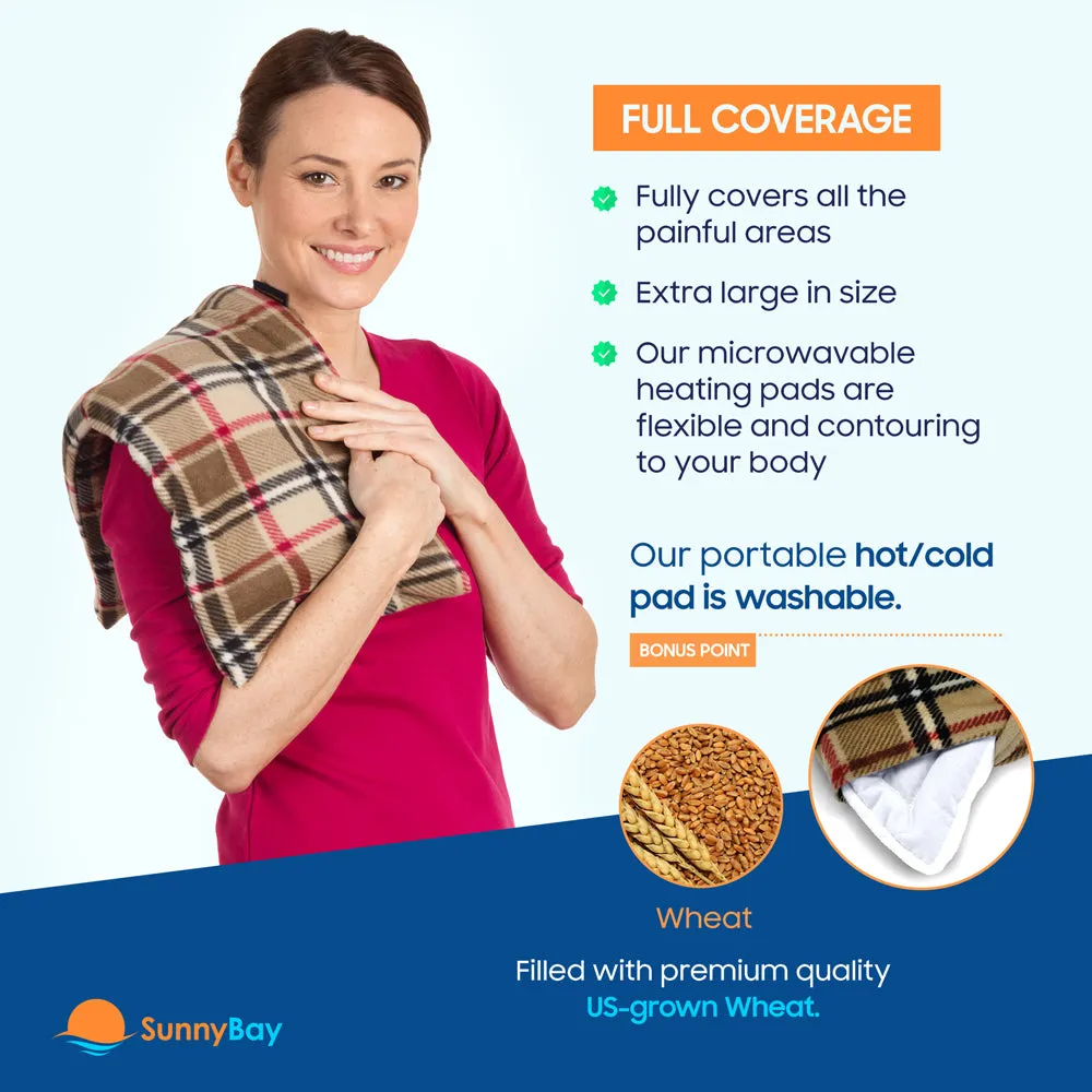 Microwavable Extra Large Body Heat Wrap, 10" x 24", London Plaid