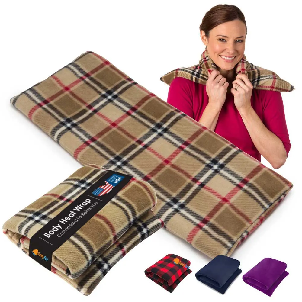 Microwavable Extra Large Body Heat Wrap, 10" x 24", London Plaid