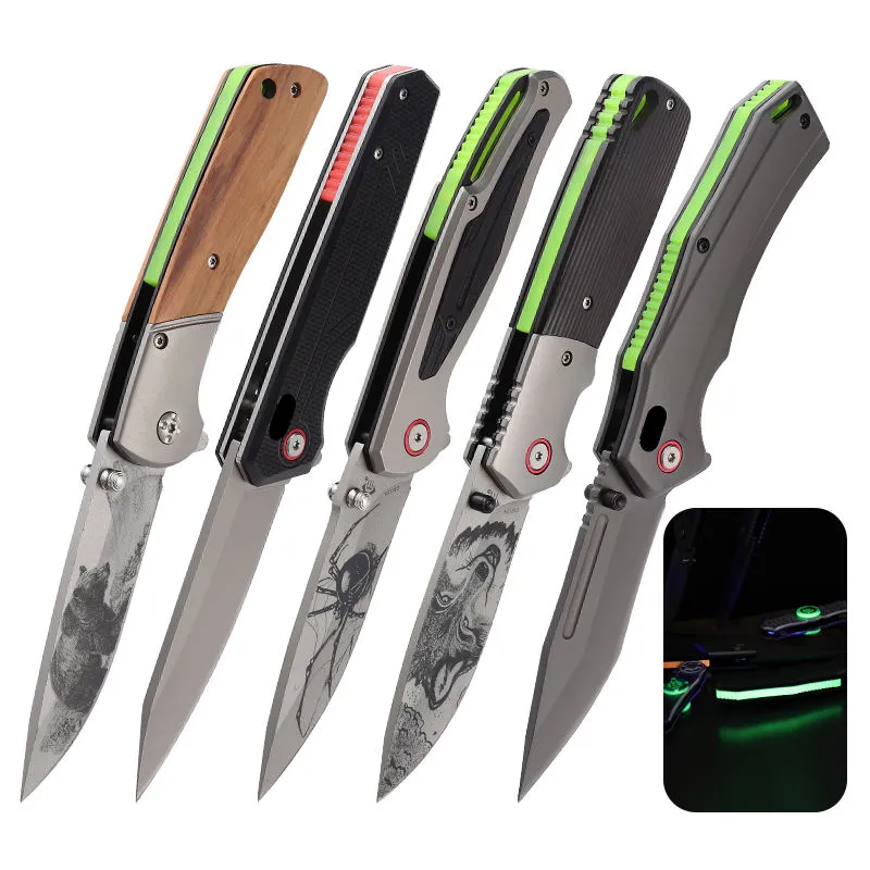 New Design Glow In The Dark Pocket Knife Natural Brighten Handle Camping Knife Shining Outdoor Hunting Luminous Folding Knife