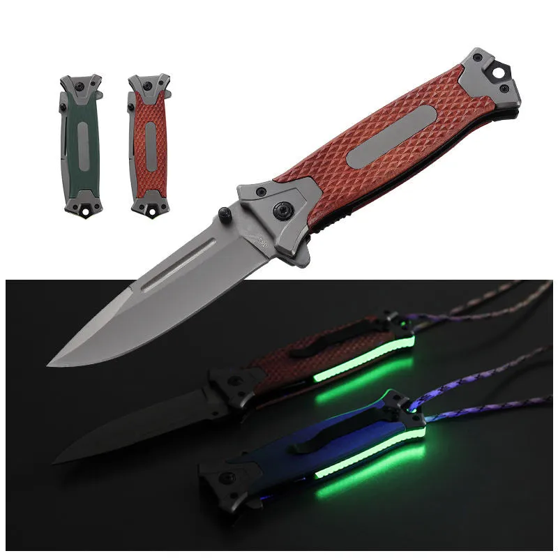 New Design Glow In The Dark Pocket Knife Natural Brighten Handle Camping Knife Shining Outdoor Hunting Luminous Folding Knife