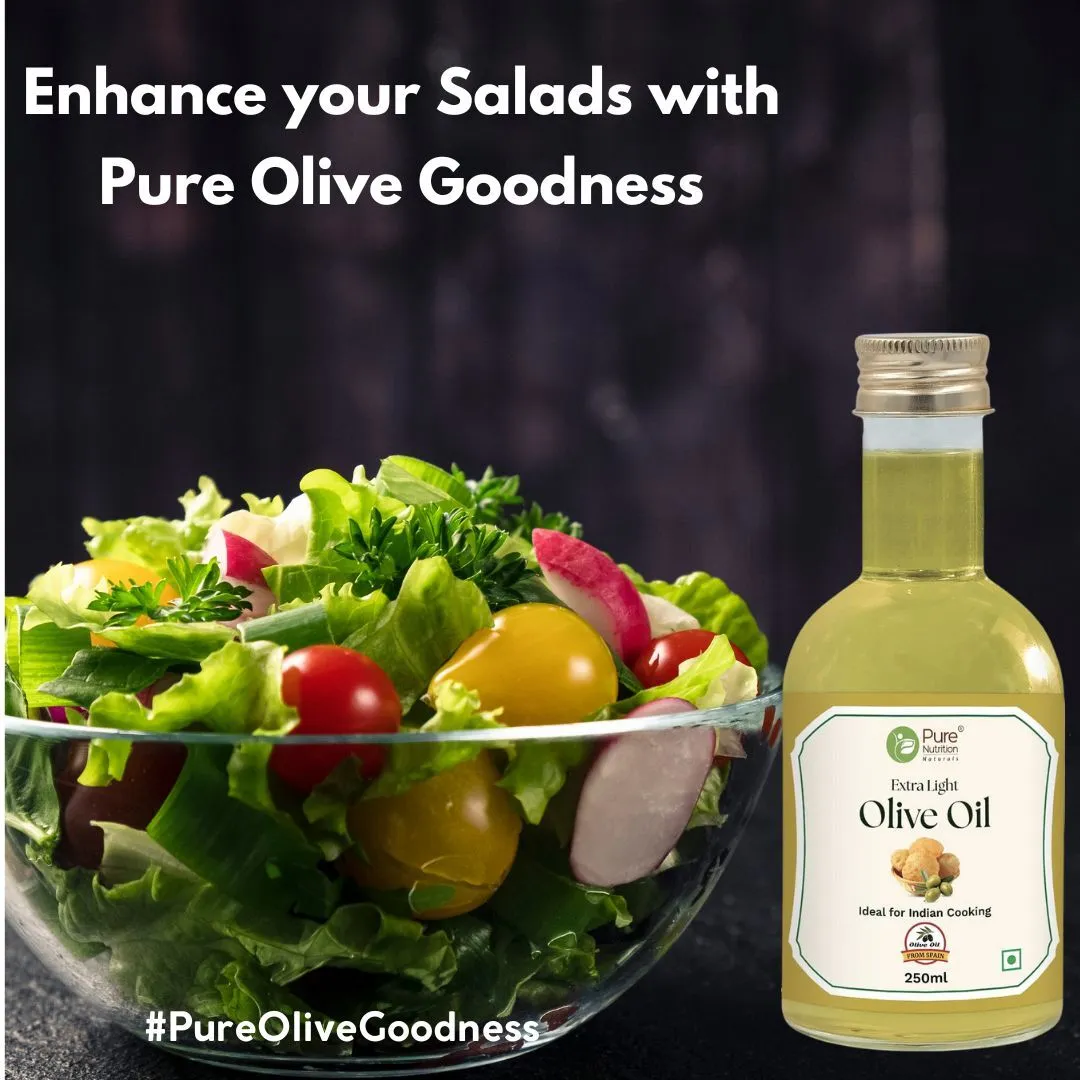 Pure Nutrition Extra Light Olive Oil 250ml | 100% Pure | Ideal for Cooking, Salads, Skin & Hair Olive Oil PET Bottle (250 ml)