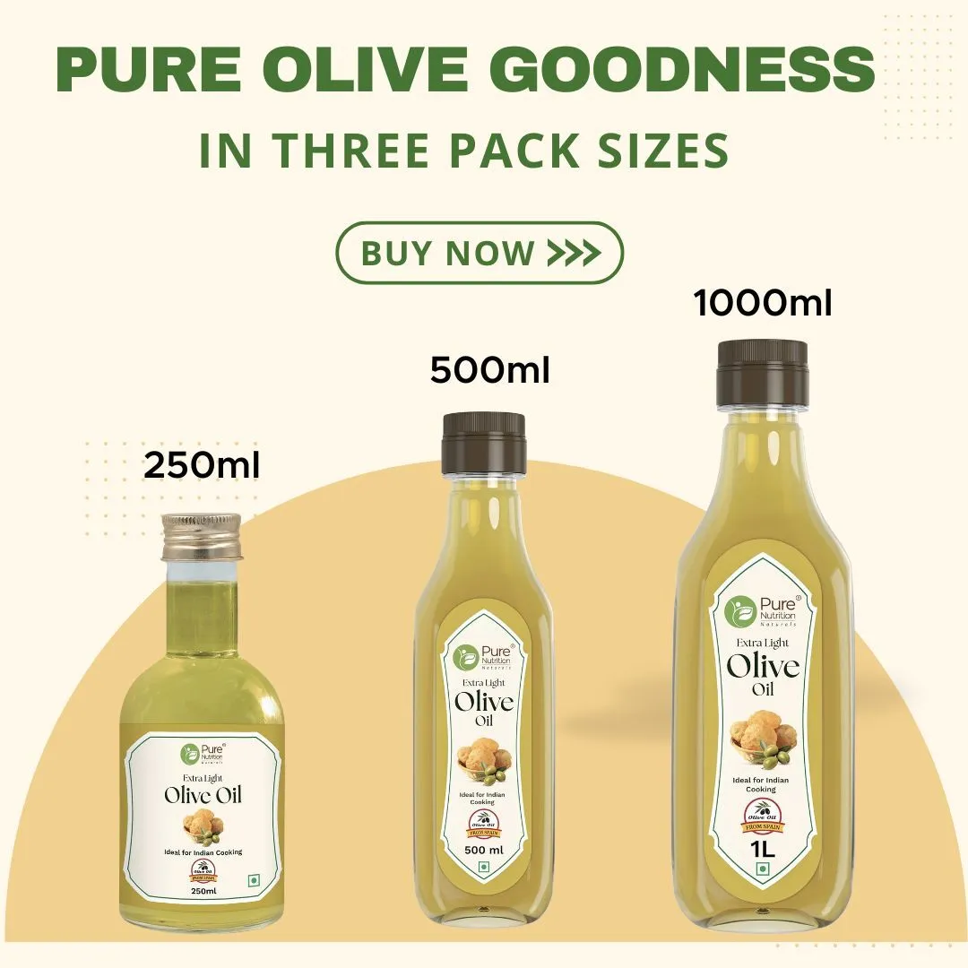 Pure Nutrition Extra Light Olive Oil 250ml | 100% Pure | Ideal for Cooking, Salads, Skin & Hair Olive Oil PET Bottle (250 ml)