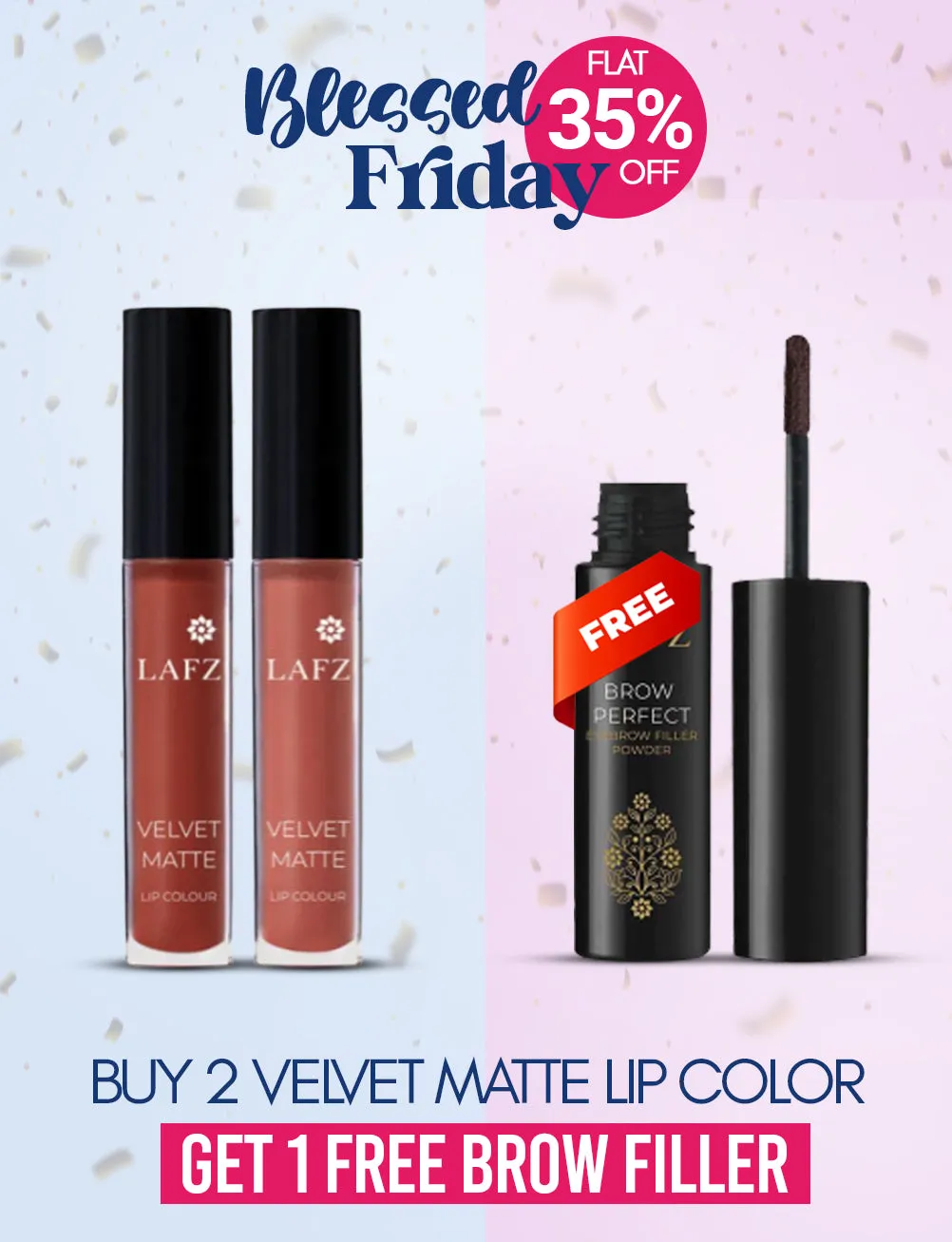 Rakanaa Blessed Friday Bundle ( Velvet Lip Color Pumpkin - Velvet Lip Color Brick Red - Eyebrow Filler Powder )