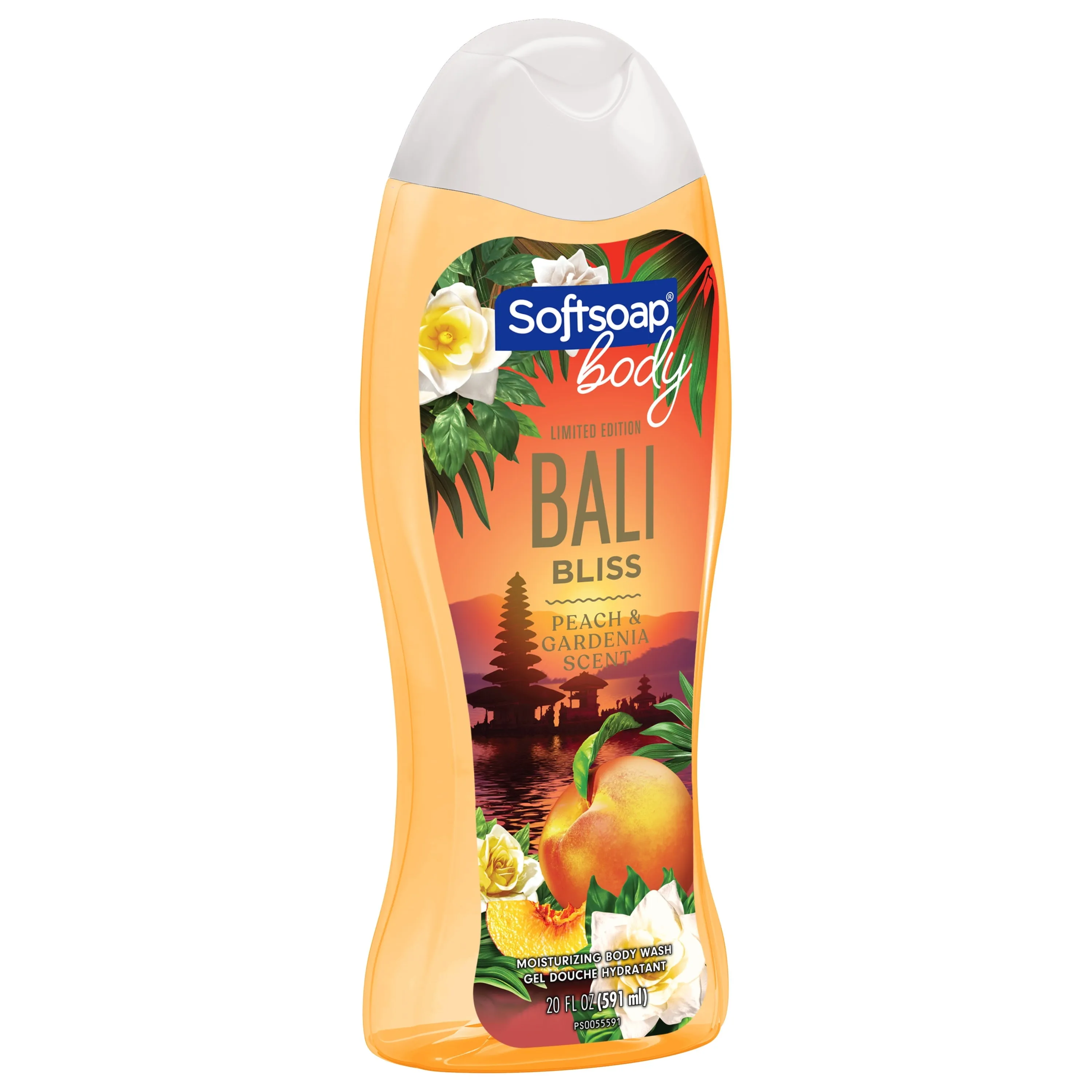 Softsoap Moisturizing Body Wash Bali Bliss, Peach and Gardenia Scent, 20 oz Bottle