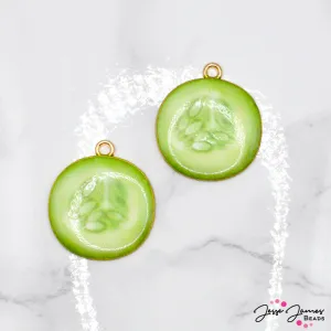 Spa Cucumber Slice Charm Pair