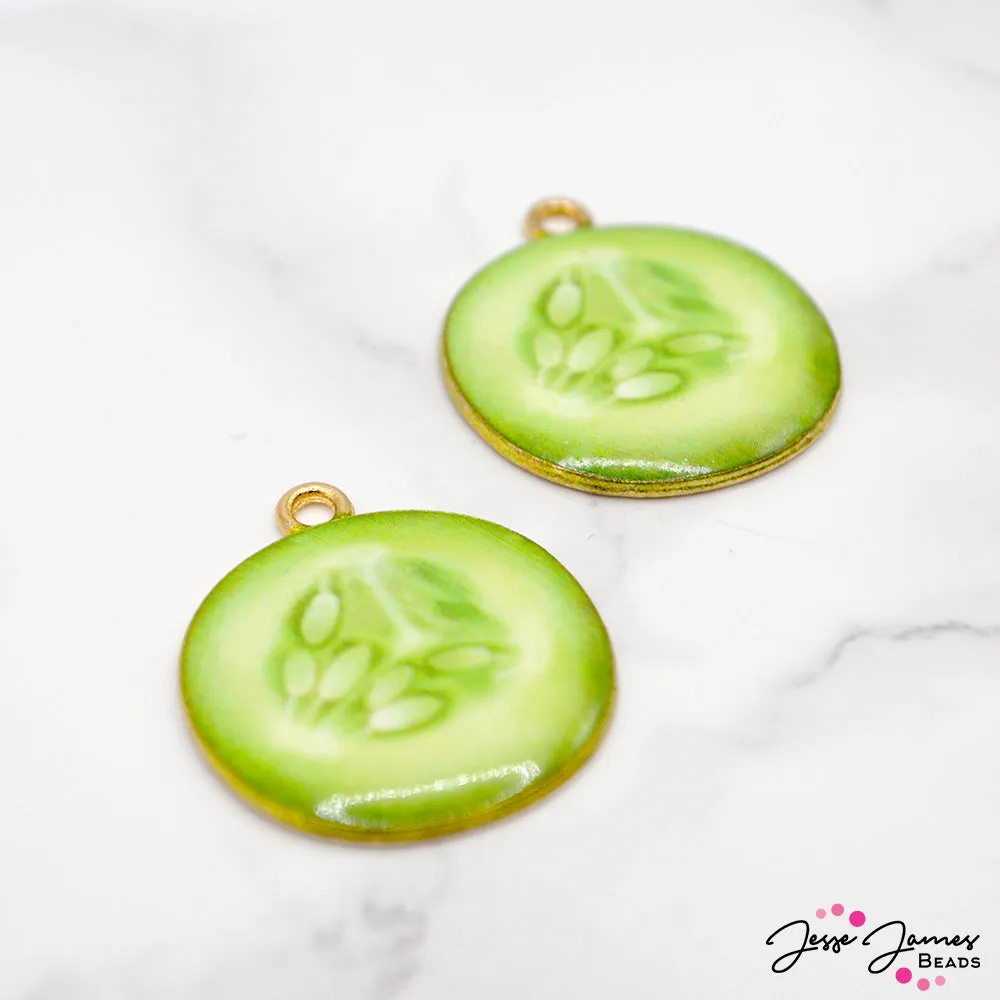 Spa Cucumber Slice Charm Pair