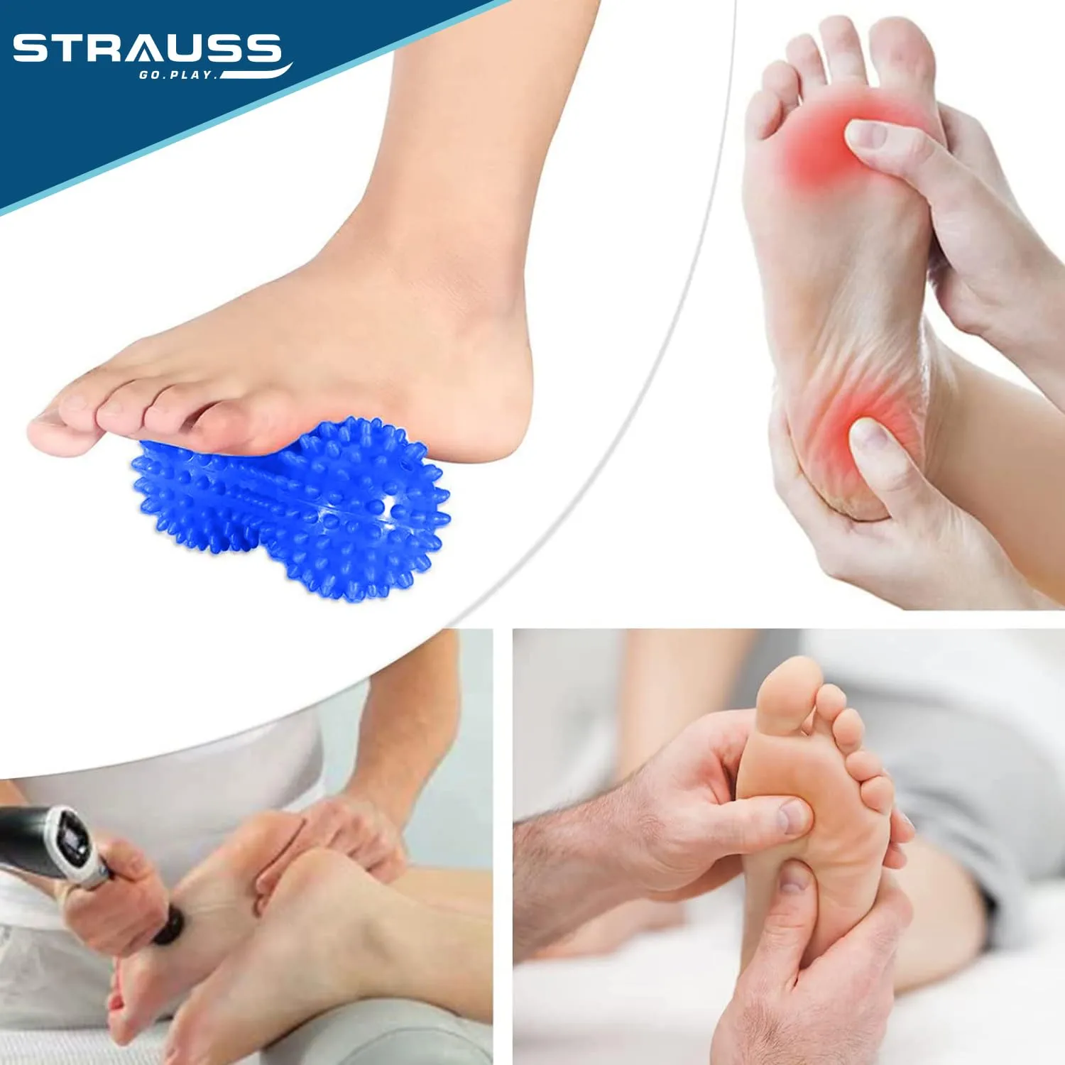 Strauss Massage Lacrosse Ball | Peanut Spiky Massage Ball | Ideal For Massage on Foot, Back, Shoulder | All Over Body Deep Tissue Muscle Therapy For Strength, (Blue)